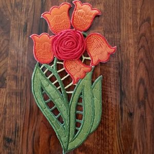 Vintage Embroidered Iron On Flower